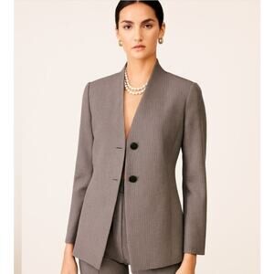 Armani Collezioni Italy Gray Textured Two Button Blazer Jacket Size 8